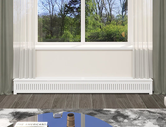 Hydronic Baseboard Heater Covers, High Quality Wooden Baseboard Radiator Covers, White Finish Design, Custom Size Option Available, Made in NY