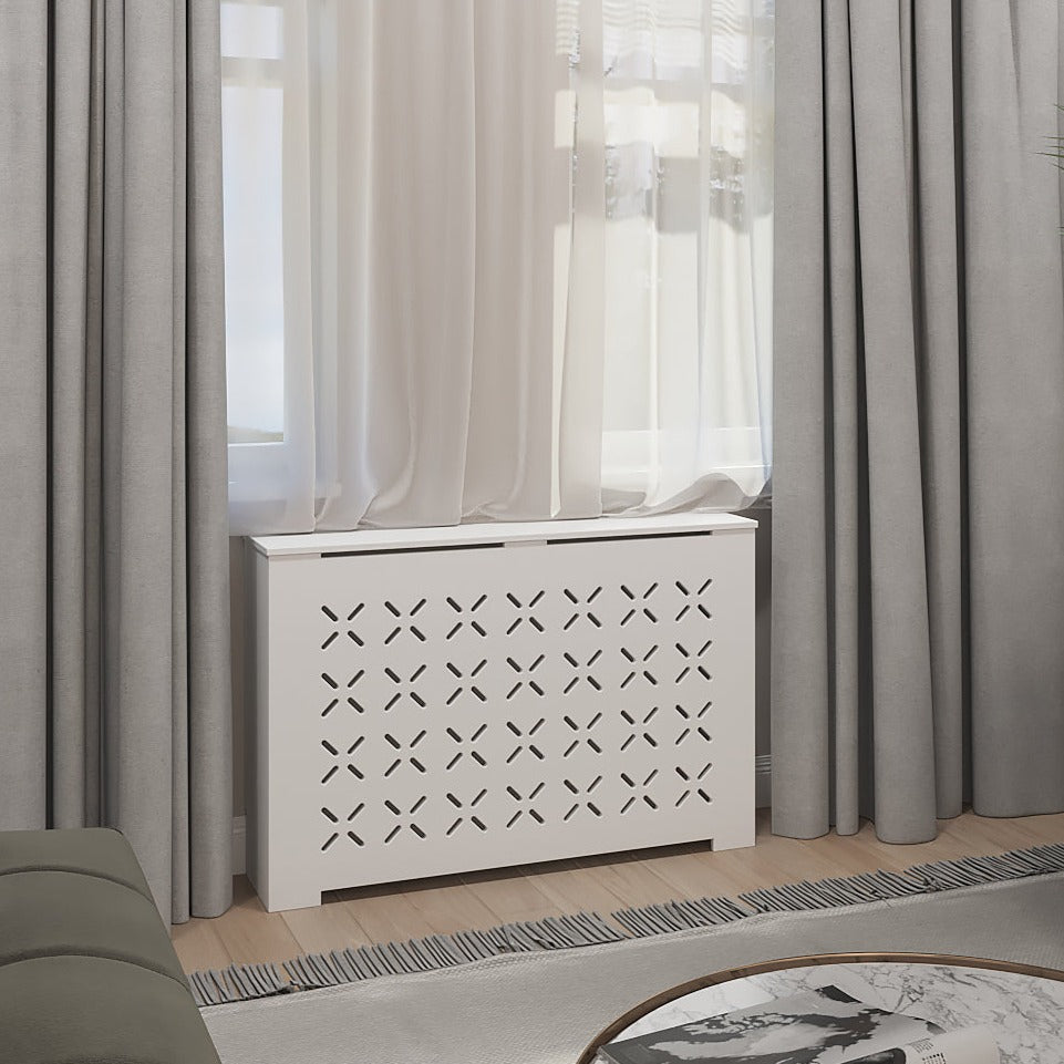 What are the benefits of using radiator covers in home decor? How can radiator covers enhance heating efficiency? What materials are commonly used in radiator cover construction? Are there customizable options for radiator covers? Can radiator covers be painted or stained to match room decor? Are radiator covers easy to install and maintain? Are there safety considerations when using radiator covers?
