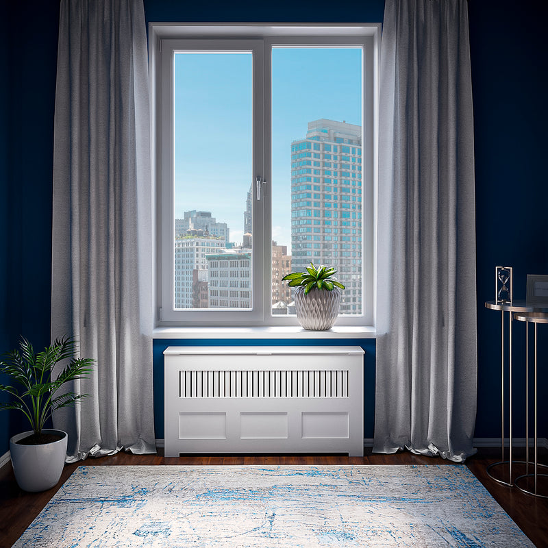 "Manhattan" PTAC Covers NYC Cabinet, Top Cover Equipped with Hinges for Easy Access, Depth - 10", White Finish, Customizable Options Available, Made in NYC