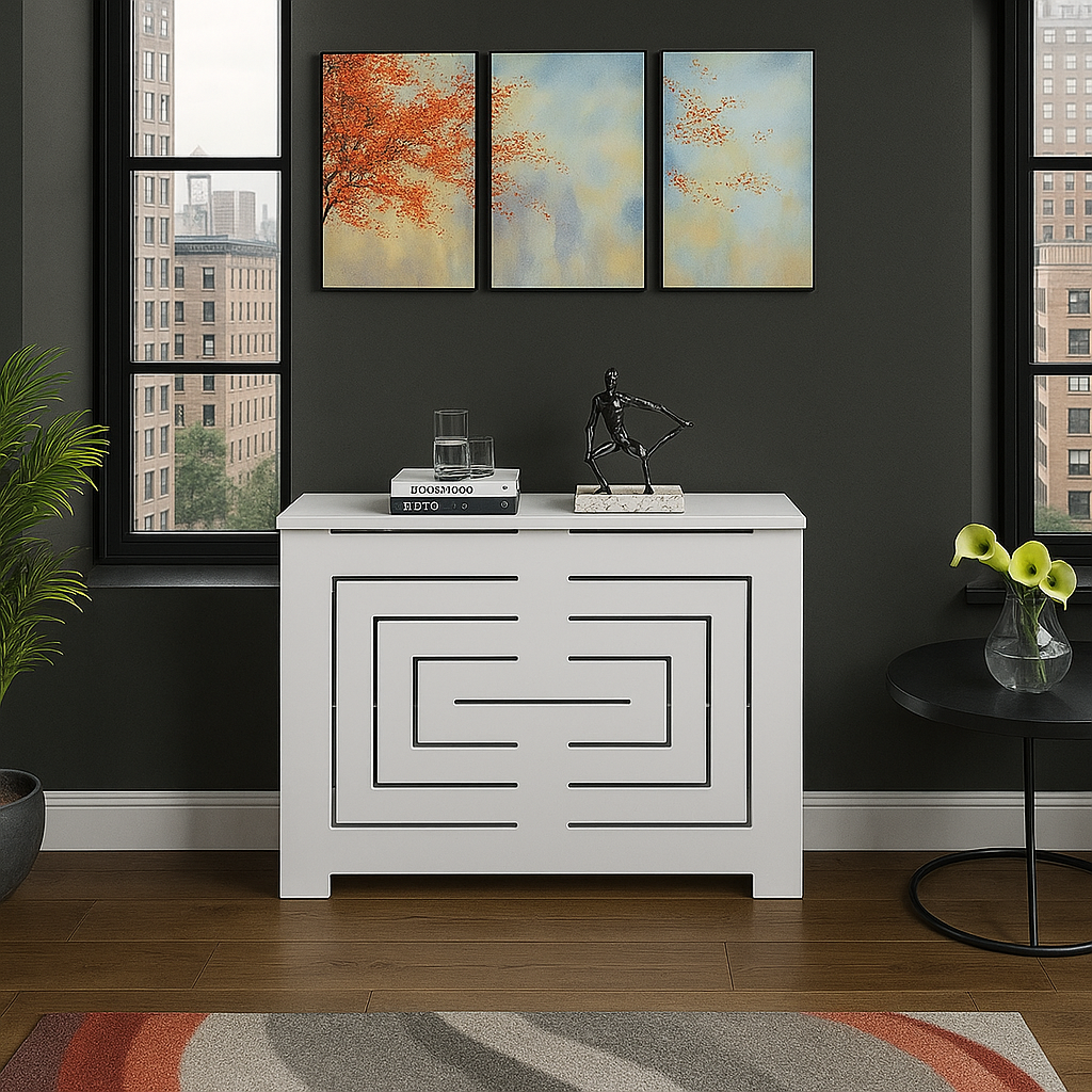 BIANCA Modern Heat Cover Cabinet – White Medex Wood Radiator Cover, Custom Made in NYC