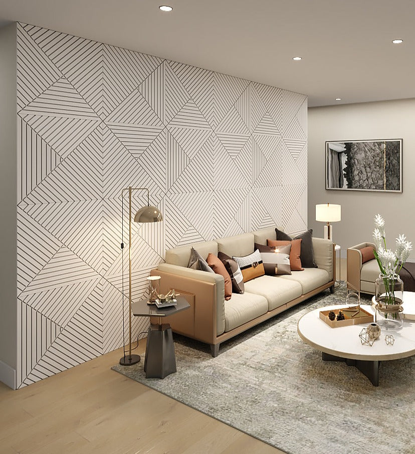 Architectural 3D wall panels in modern white acoustic design