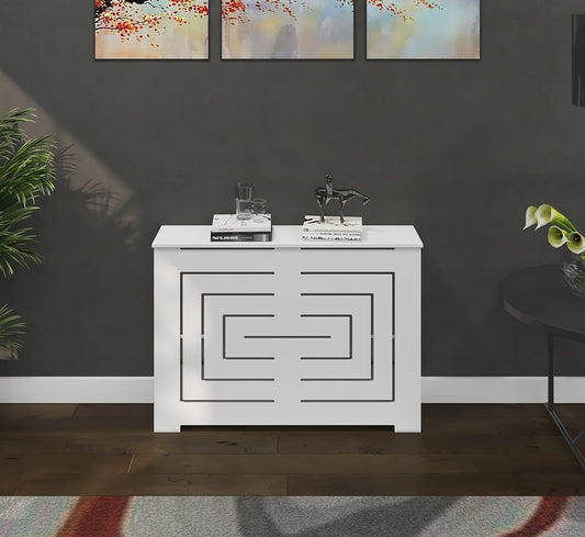 BIANCA modern white radiator cover cabinet made from Medex wood, custom heat cover handcrafted in NYC