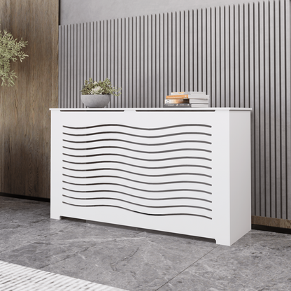 CAPELLA radiator cover cabinet with optional top vent holes for improved airflow