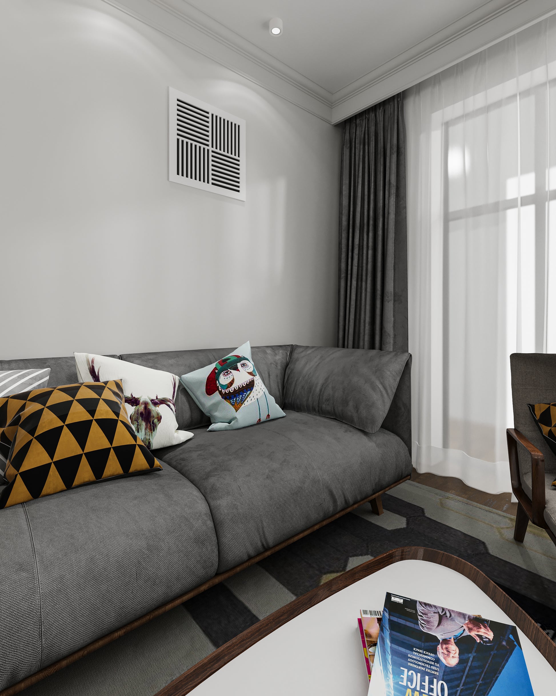 Ceiling magnetic vent cover with minimalist design and paintable Medex MDF surface