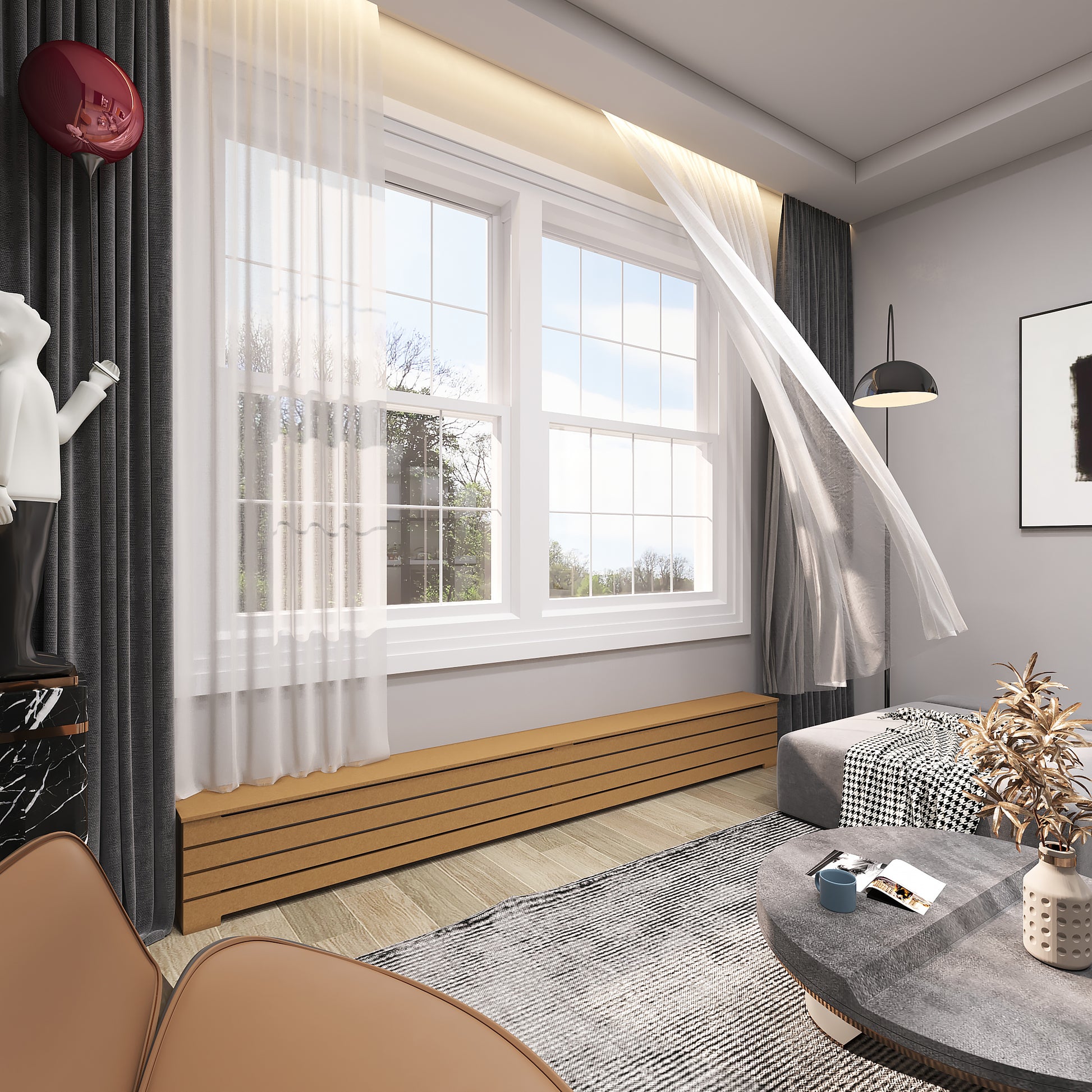 Close-up detail of smooth raw surface on DANTE unfinished baseboard heater cover