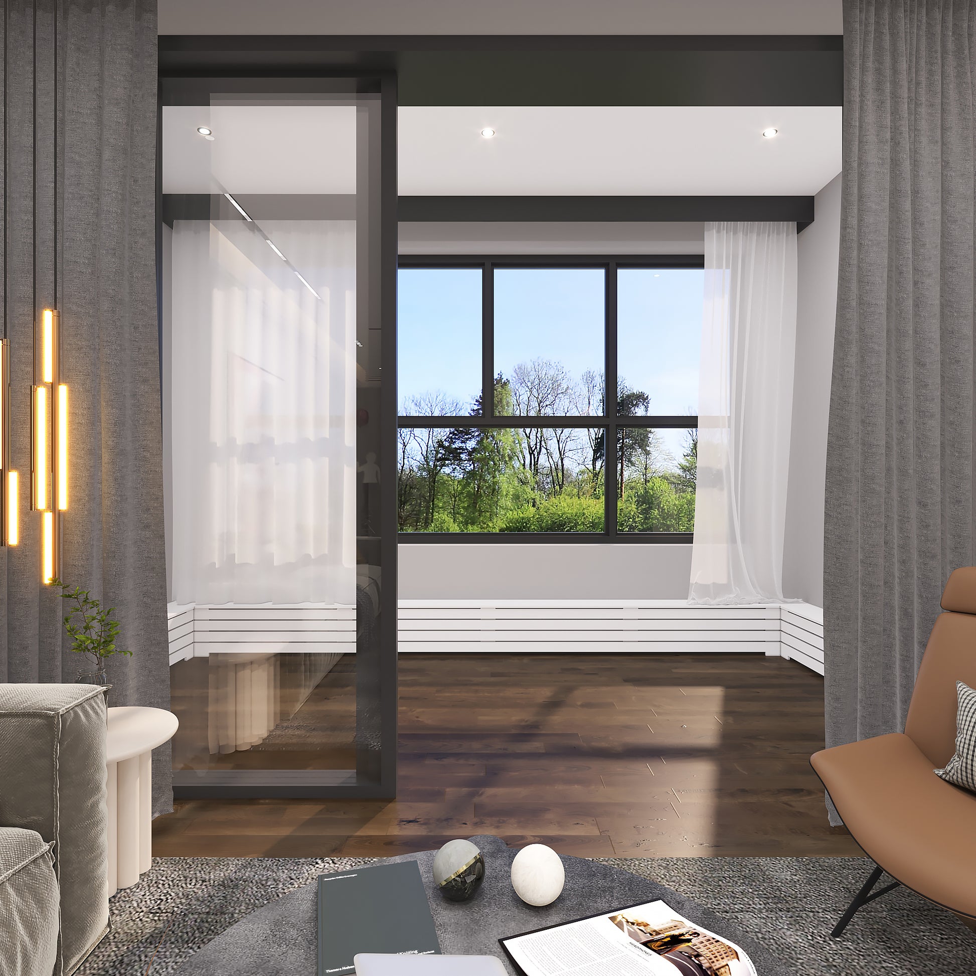 Close-up detail of smooth white finish on Baseboard DANTE wooden radiator cover