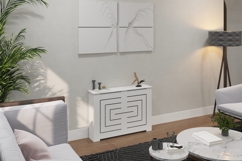 "BIANCA" Modern Heat Cover Cabinet, High Quality Medex Wood Radiator Cover, Depth - 10 inches, White Finish, Custom Sizes Options Available, Made in NYC USA