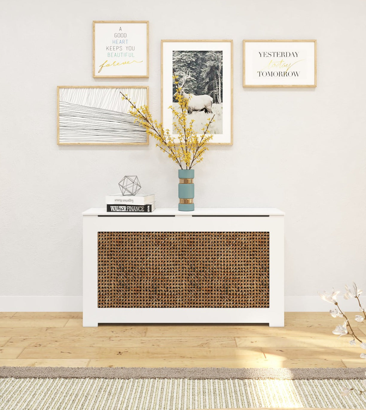 Dark Rattan Radiator Cover, High Quality Wooden Heat Cover Cabinet, De ...