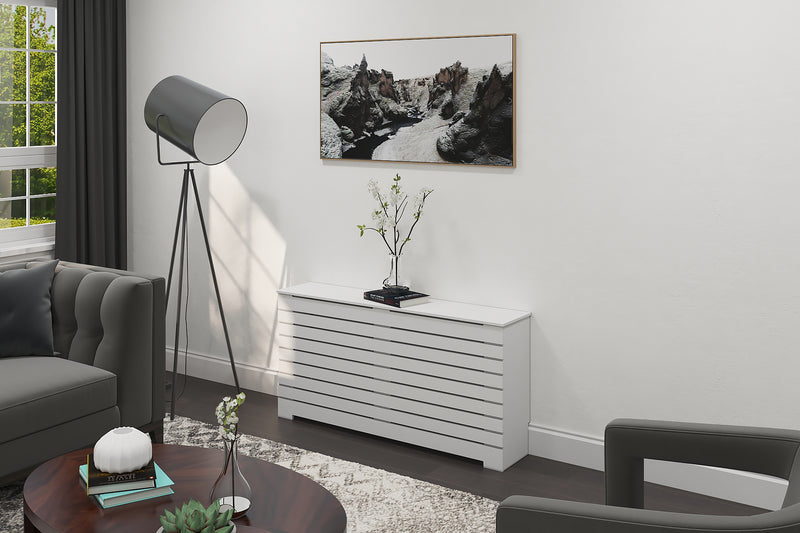 "DANTE" Modern Heat Cover Cabinet, High Quality Medex Wood Radiator Cover, Depth - 10 inches, White Finish, Custom Sizes Options Available, Made in NYC USA