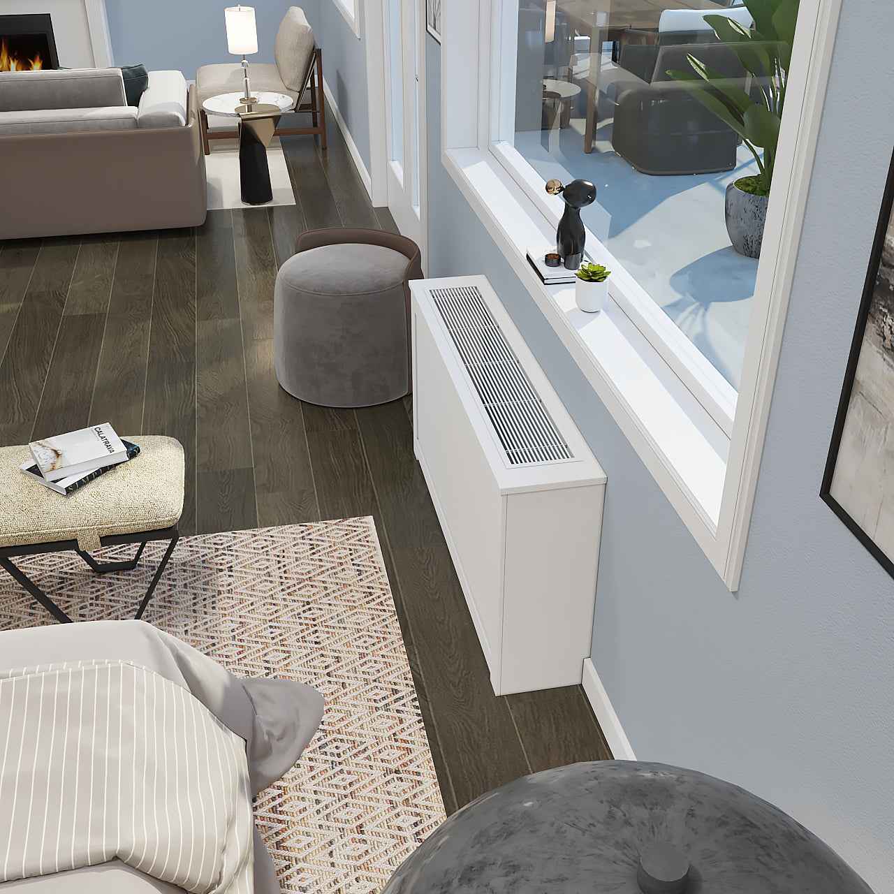 Custom HVAC enclosure cabinet with metal grille ventilation