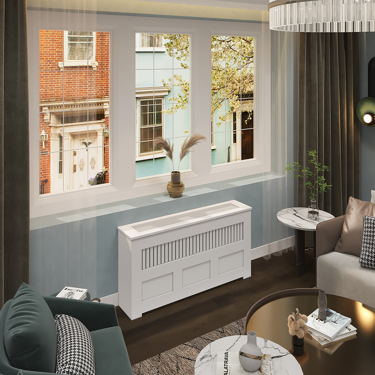 Custom PTAC HVAC cabinet made from Medex MDF with metal airflow grille