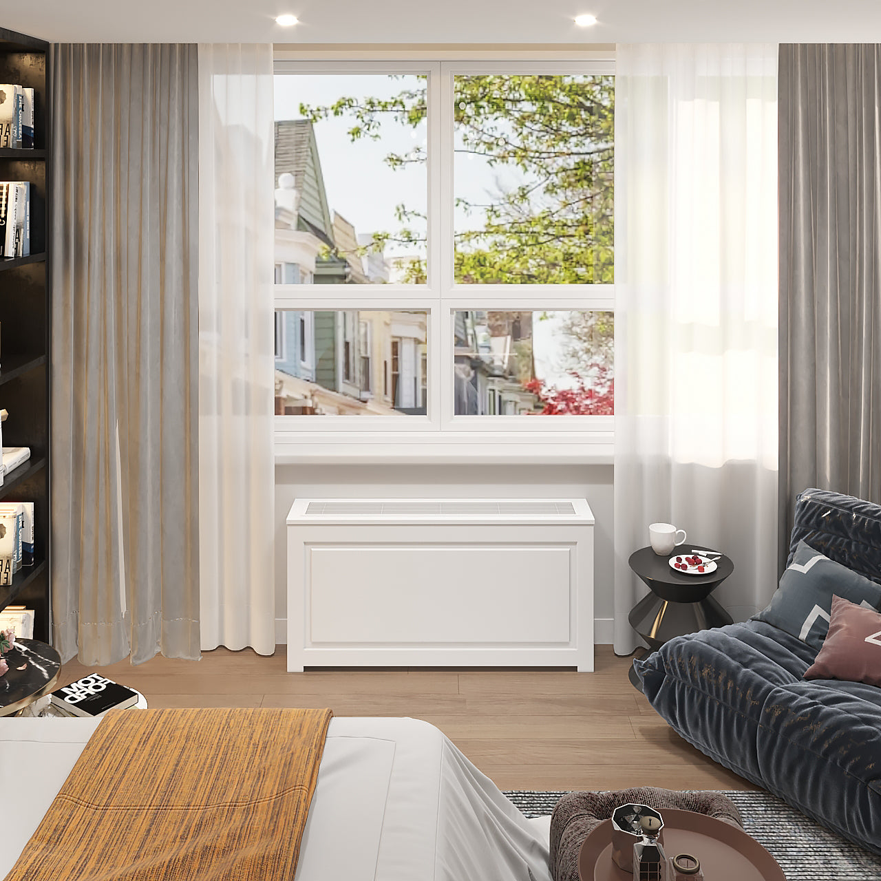 Custom size PTAC cover cabinet with metal grille for residential and commercial use