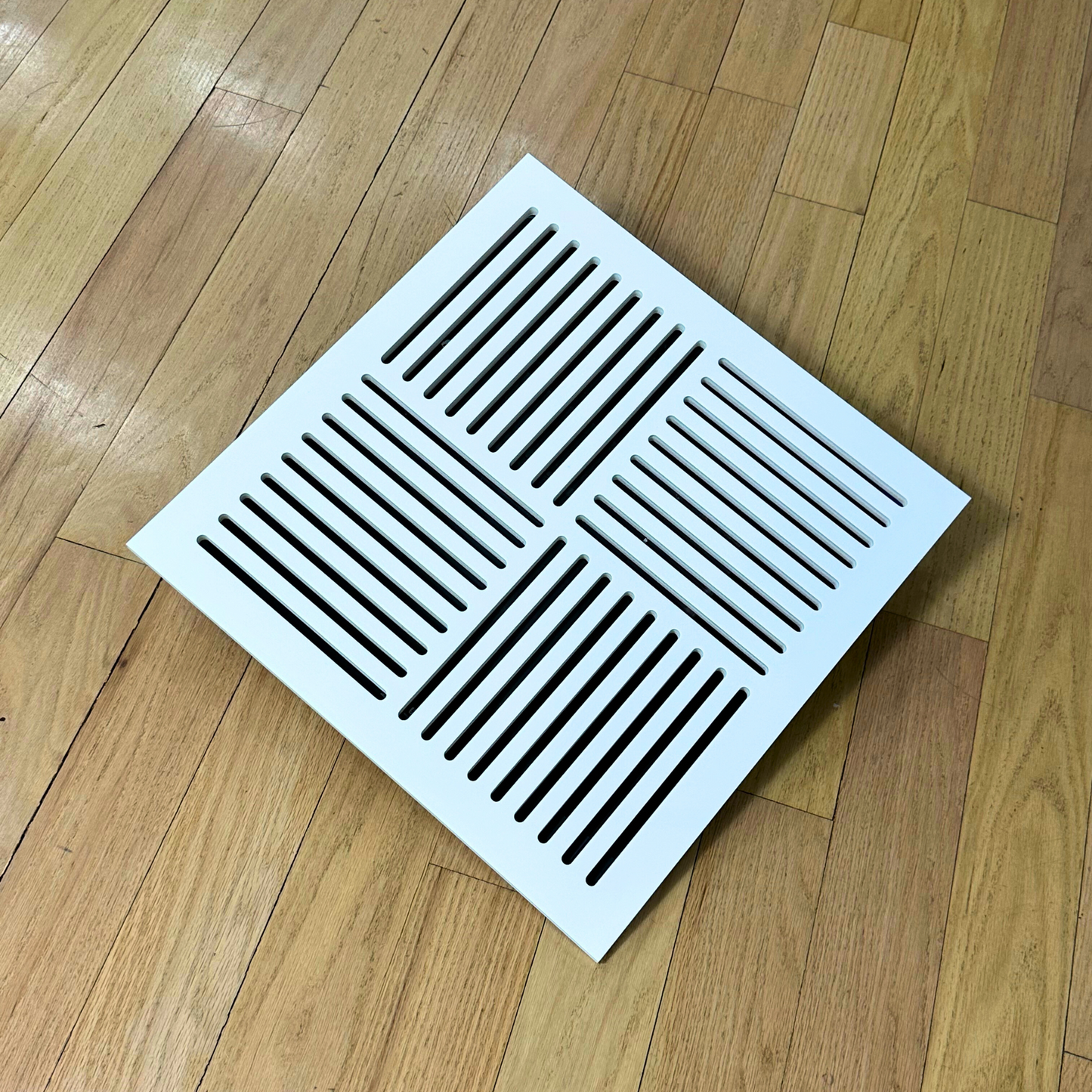 Custom size magnetic HVAC vent cover handcrafted in NYC from premium Medex wood