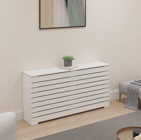 DANTE modern white radiator cover cabinet made from Medex wood, custom heat cover handcrafted in NYC