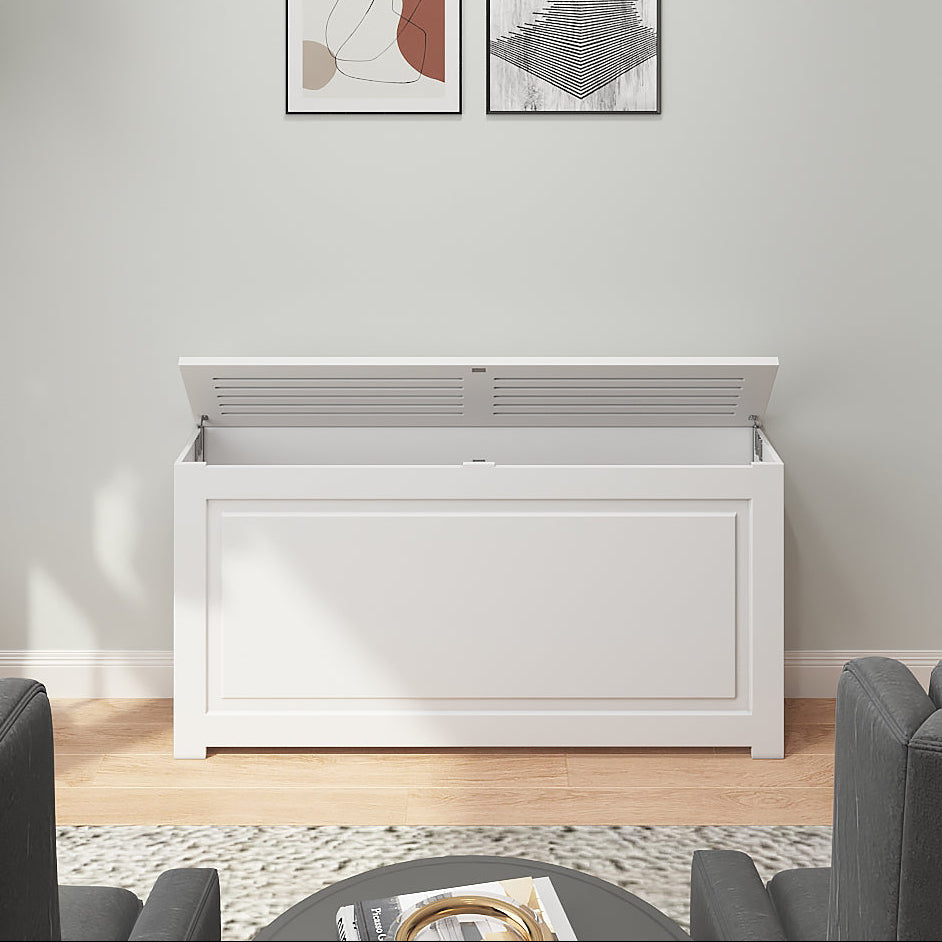 EVELINE decorative PTAC cover cabinet with hinged top access in white finish