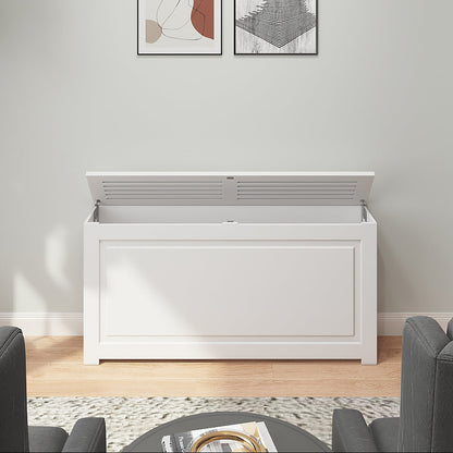 EVELINE decorative PTAC cover cabinet with hinged top access in white finish