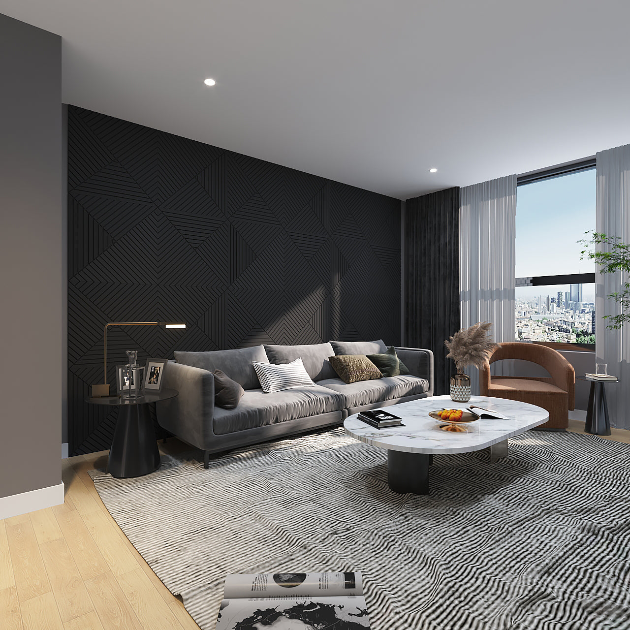 Geometric Medex wood wall art panels handcrafted in New York, USA