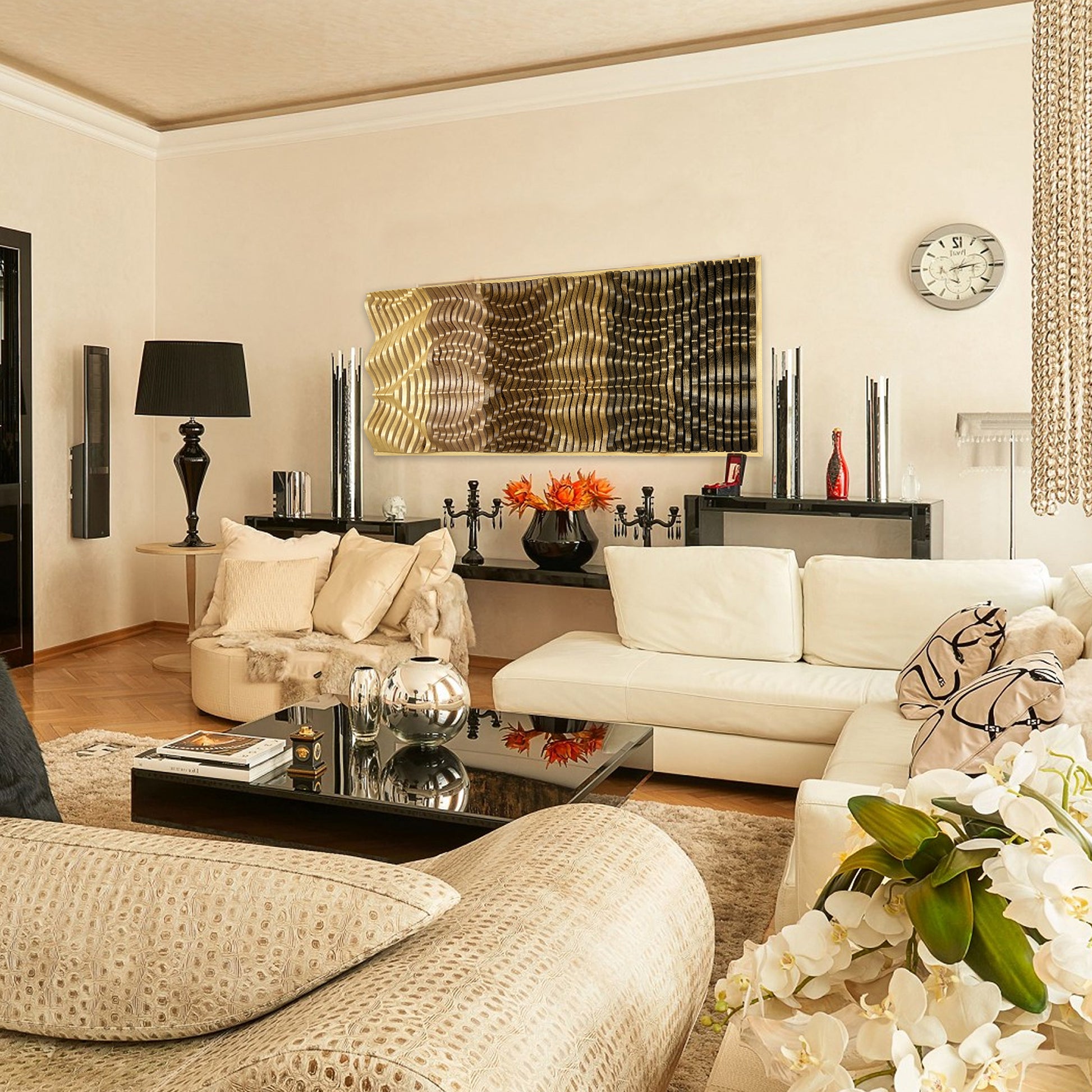 Handcrafted parametric wood wall art for luxury interiors