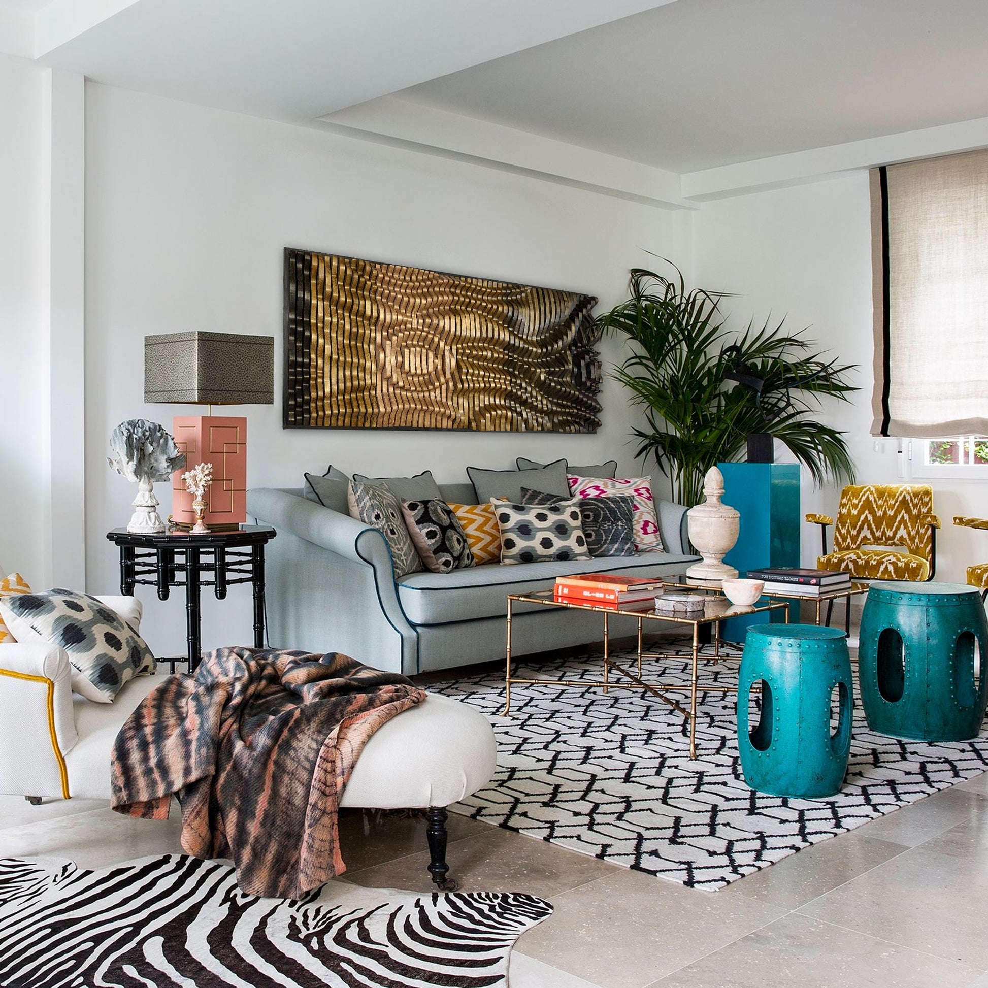 Handmade solid wood acoustic wall panel SUNSET parametric wall art