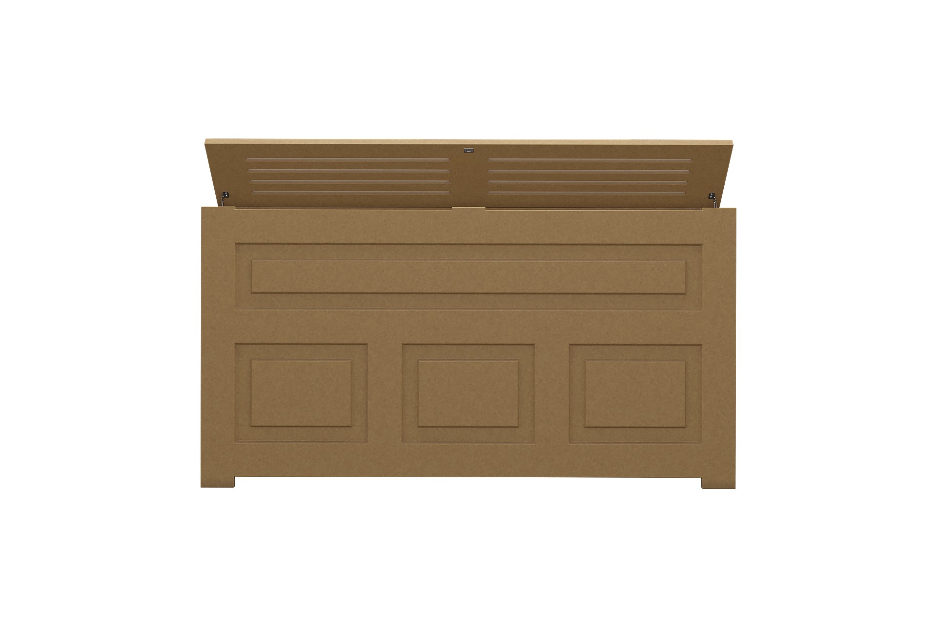 Custom Unfinished PTAC Cover Cabinet with hinged top panel, handcrafted in NYC for seamless HVAC integration and ready for paint finish.