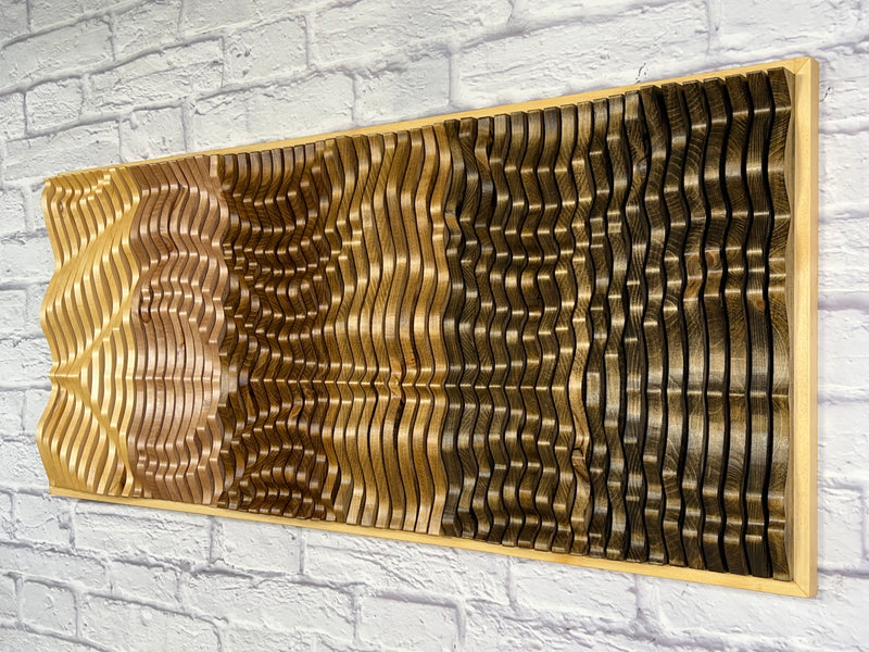 "Sunlit Aura" Parametric Wood Wall Art Decor / 100% Solid Wood / Unique Acoustic Wood Wall Panel