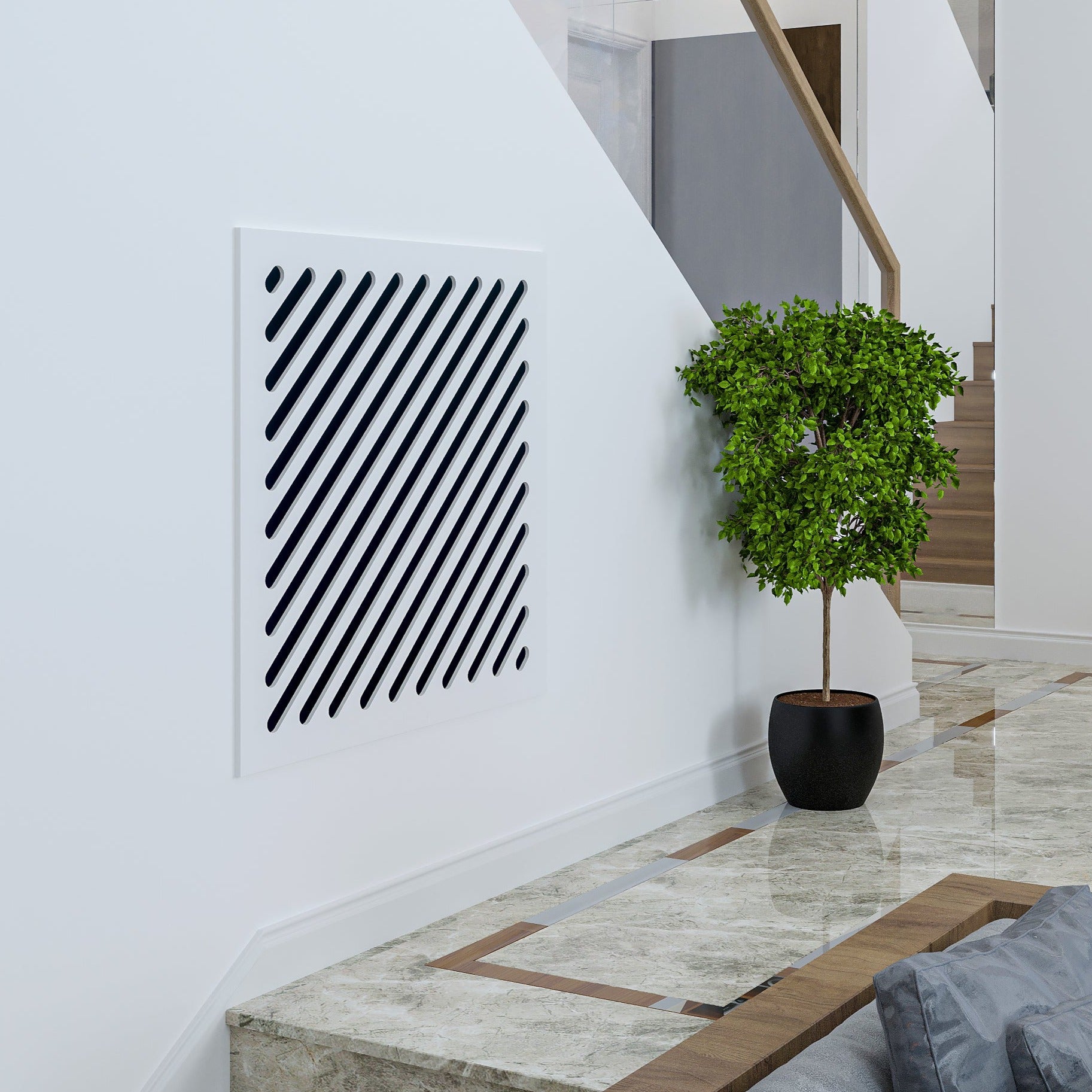 Magnetic air vent cover white finish made from Medex wood with modern square design