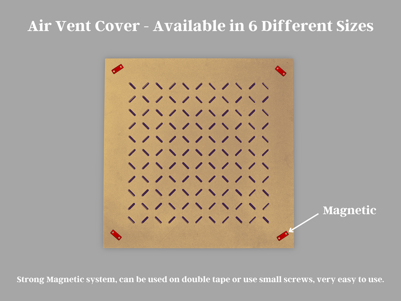 Unfinished Air Vent Cover - Strong Magnetic Mount - Paintable - MDF Wood - Available in Six Different Sizes / Made in NYC USA