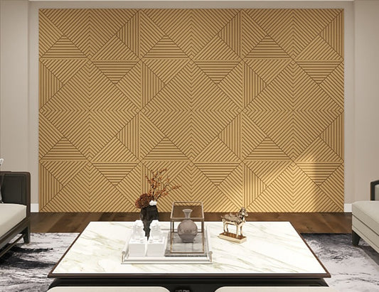 Modern abstract 3D acoustic wall panels made from unfinished Medex wood