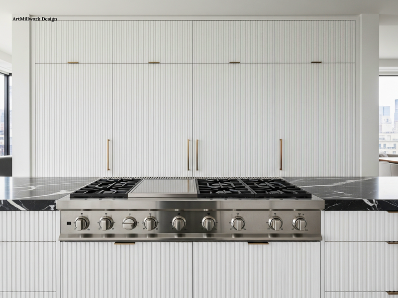 Modern slats cabinet doors custom made in NYC for kitchen refacing