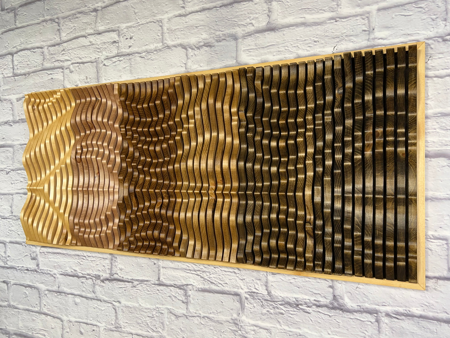Modern solid wood wall art panel with dimensional texture