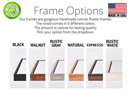 Frame options for Solid Wood Acoustic Wall Art Panel – Golden Reverie Parametric Design, available in black, walnut, rustic gray, natural, expresso, and rustic white.