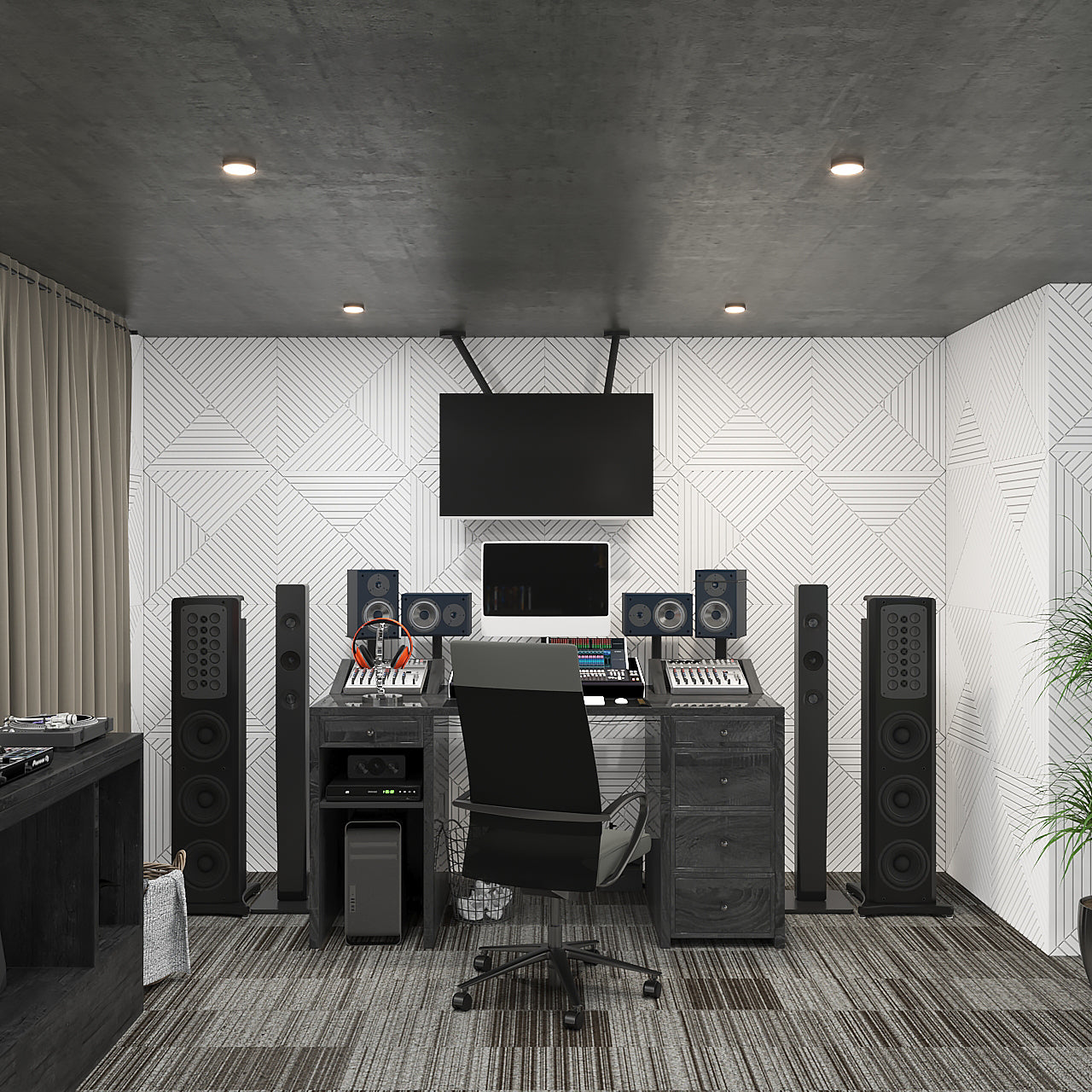 Modern white 3D wall panels installed as architectural feature wall