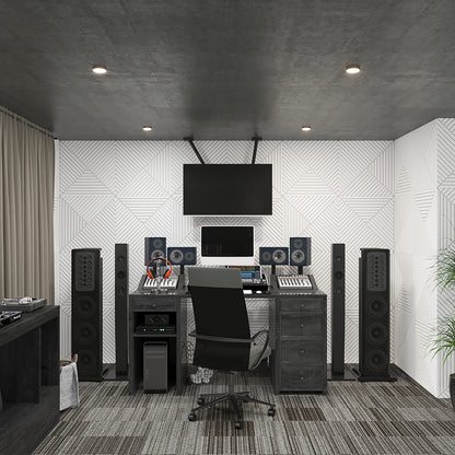 Modern white 3D wall panels installed as architectural feature wall