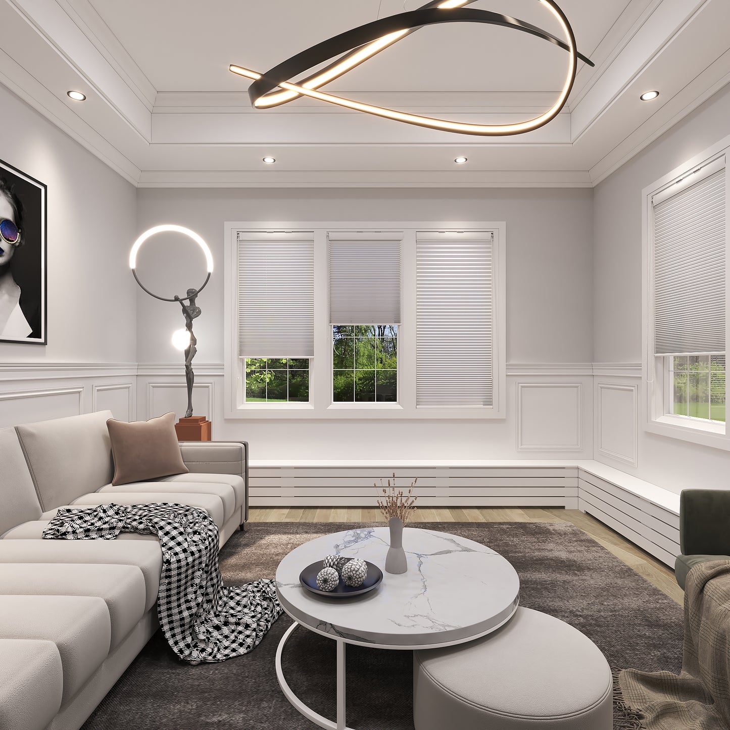 Modern white Baseboard DANTE radiator cover cabinet with clean architectural design