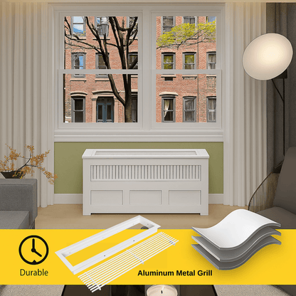 PTAC HVAC enclosure cabinet white finish with ventilated metal grille