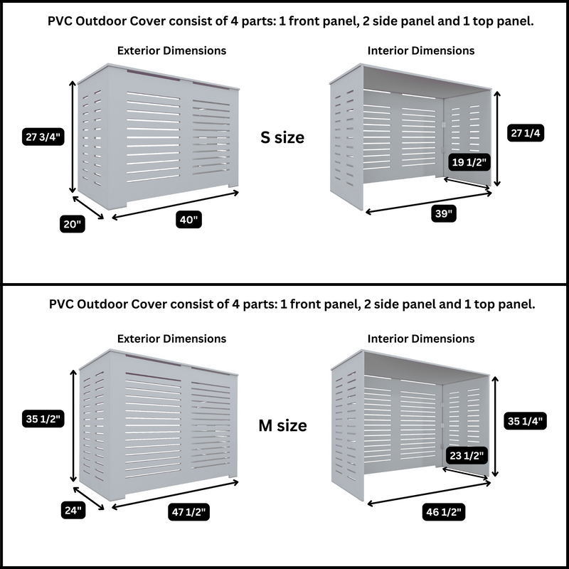 Modern PVC Outdoor Covers, Designer White Privacy Fence for AC Units, Trash Cans & Pool Equipment, WEATHERPROOF, Easy Installation