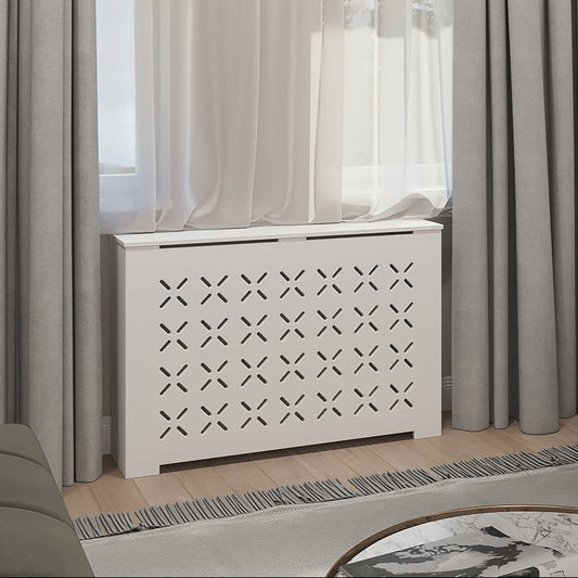 SIENNA modern white radiator cover cabinet made from Medex wood, custom heat cover handcrafted in NYC