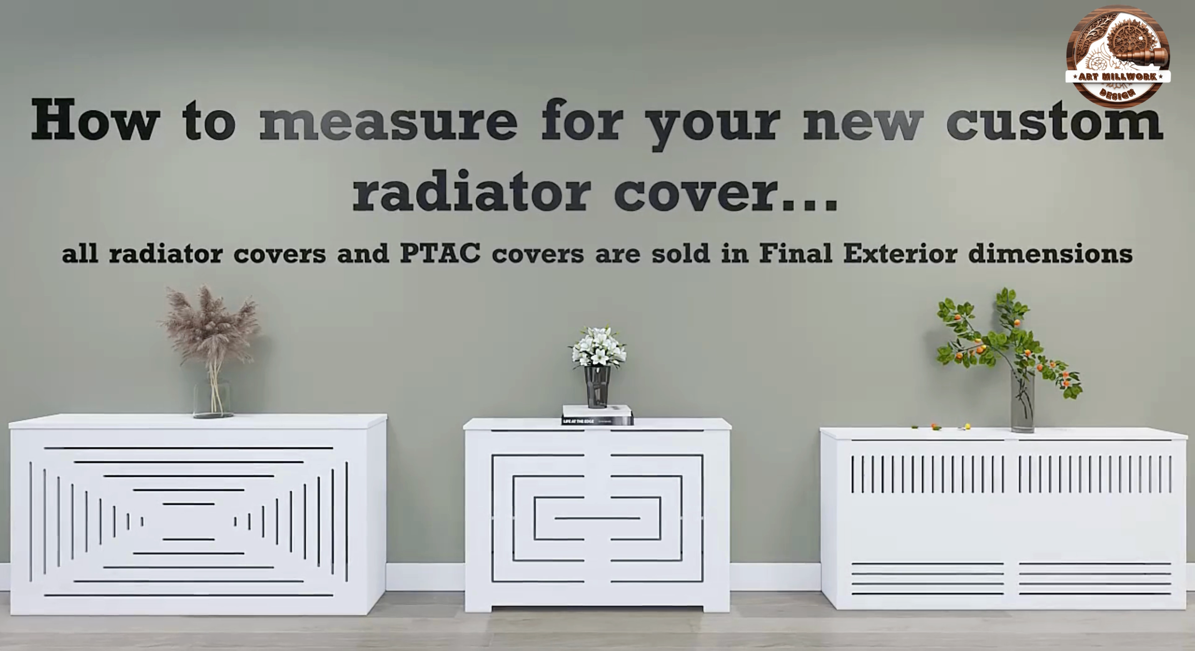 Load video: How to measure and order a custom radiator cover – step-by-step guide by ArtMillwork Design showing correct height, width, and depth measurements for a perfect fit.