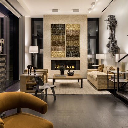 Sculptural acoustic wood wall panel with parametric design