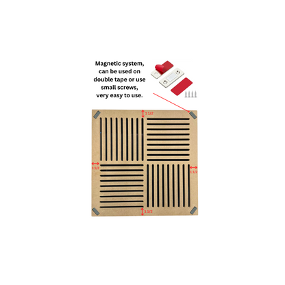 Side view of large magnetic air vent cover showing slim 1/2 inch thickness