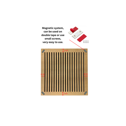 Side view of large magnetic air vent cover showing slim low-profile thickness