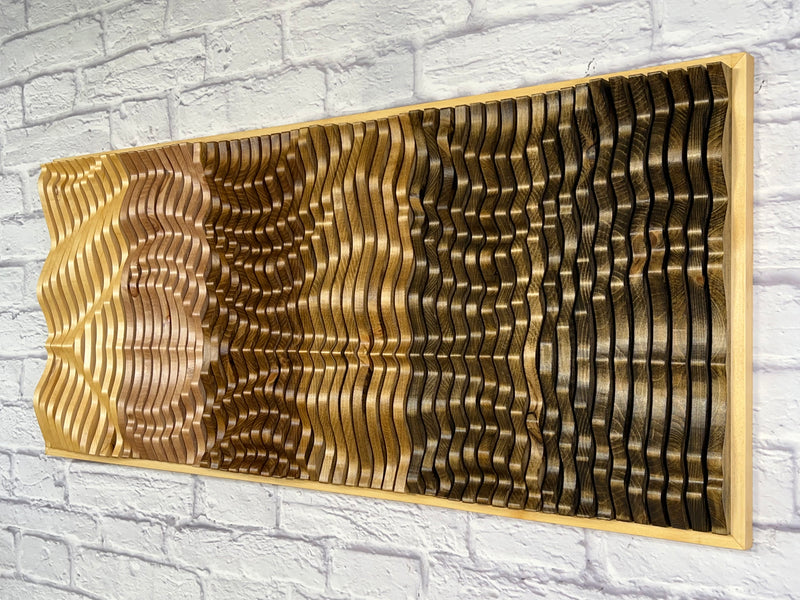 Sunlit Aura parametric wood wall art handcrafted from solid natural wood