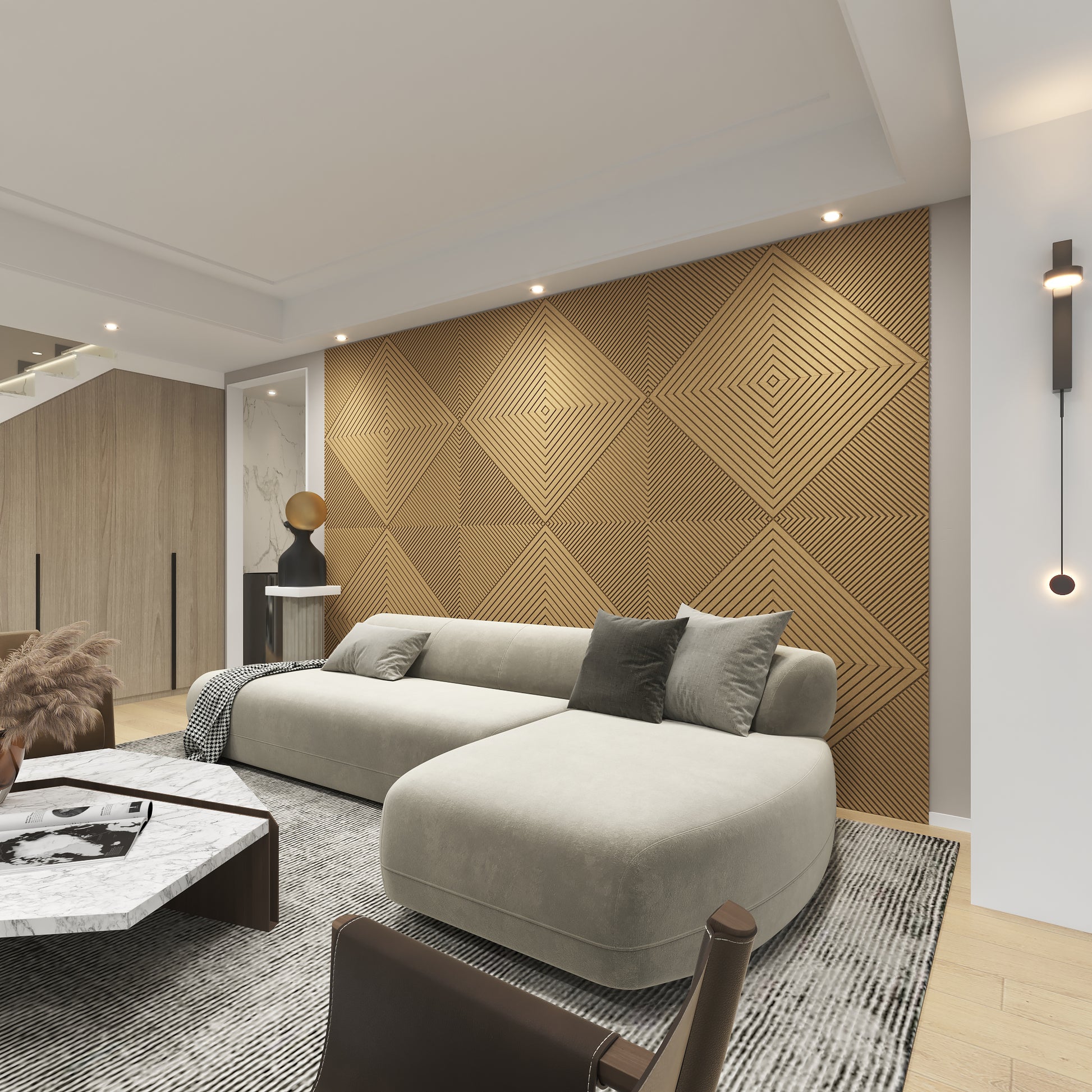 Unfinished 3D wood wall panels sound diffuser architectural decor