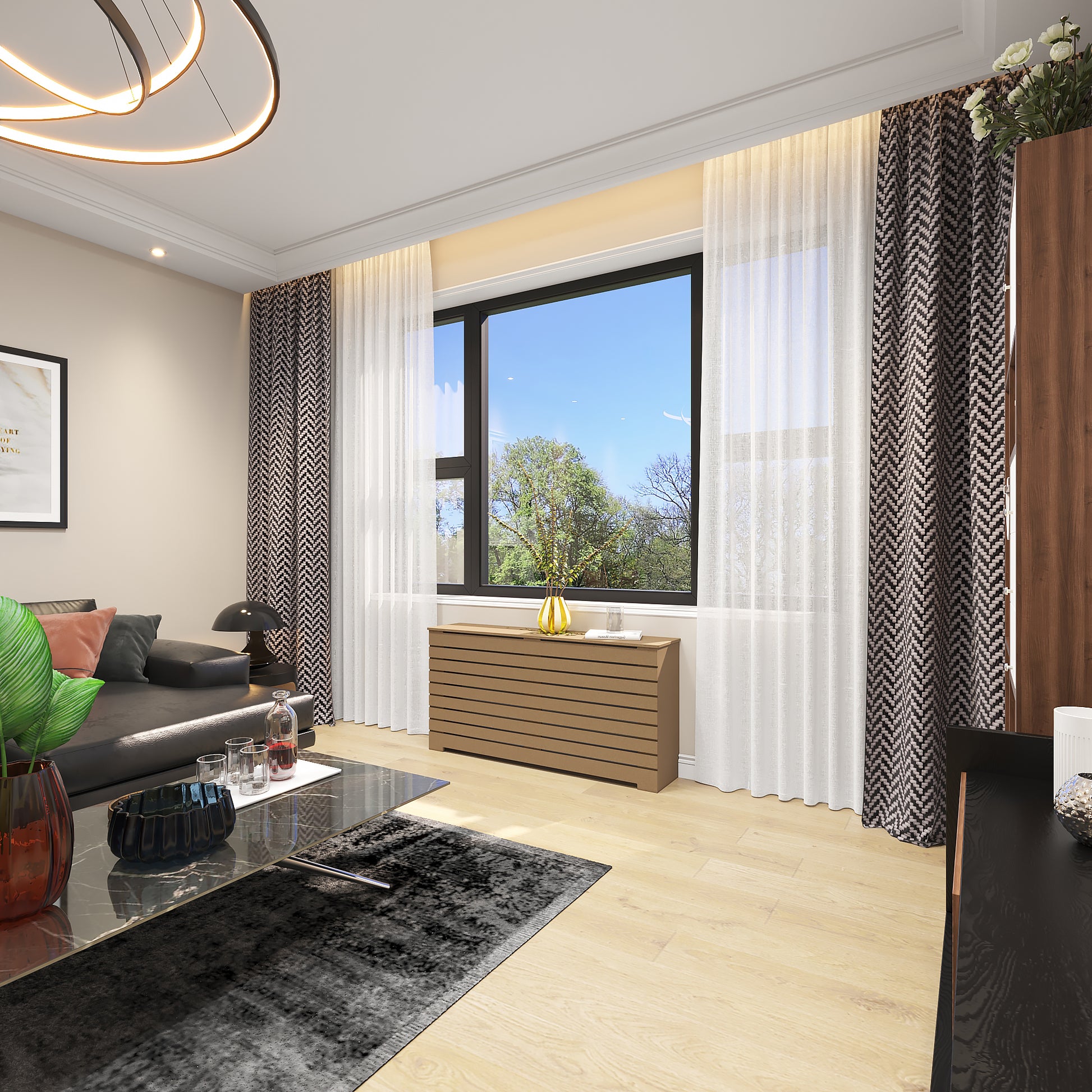 Unfinished DANTE radiator cover cabinet with clean modern design and smooth Medex MDF surface