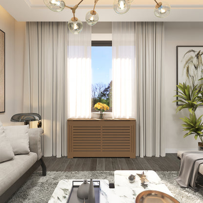 Unfinished JULIA radiator cover cabinet with clean modern design, Medex wood construction, custom radiator cover ready to paint