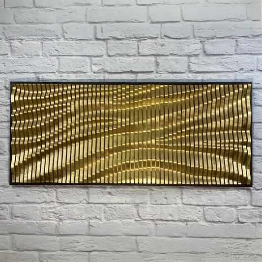 "Gilded Radiance" Parametric Wood Wall Art Decor / 100% Solid Wood / Unique Acoustic Wood Wall Panel