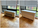 Manhattan HVAC & PTAC Decorative Covers / White Finish Modern Design / Hinged Top Opens to Access Thermostat / Customizable Options / Modern White Design / Top Cover Vents / Made in NYC USA