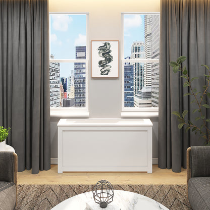 White HVAC cover cabinet for apartment and hotel interiors