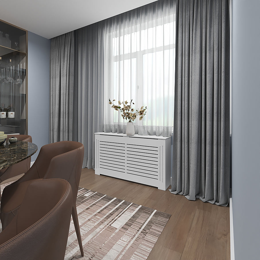 White JULIA radiator cover cabinet with clean modern design, custom Medex wooden heat cover