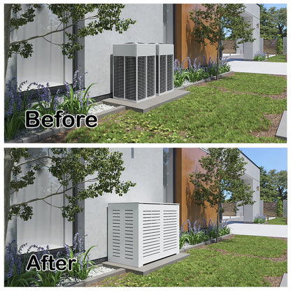 White PVC trash can enclosure and outdoor utility privacy fence